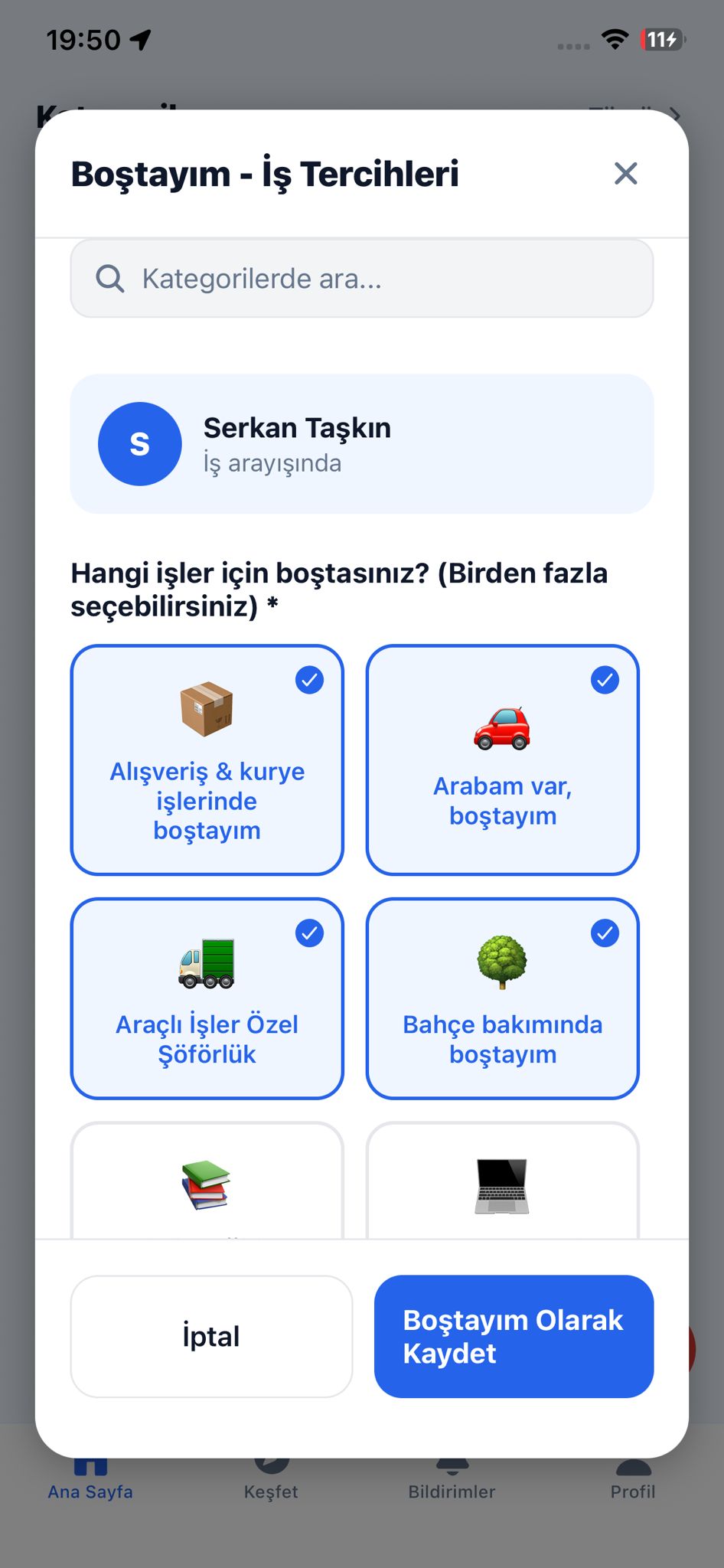 Boştamısın Kategoriler - İş Tercihleri